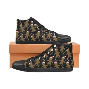 Kid's Candyman Christmas Print Canvas High Top Shoes (Black)