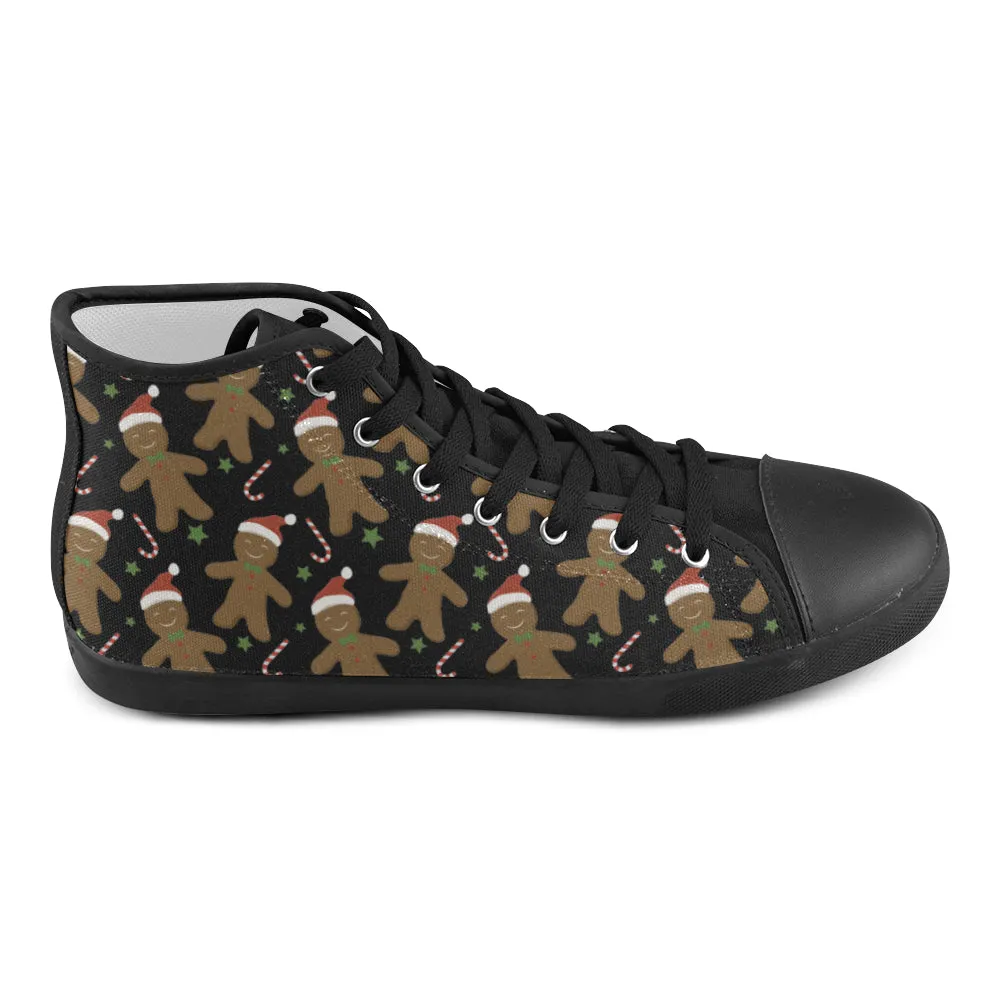 Kid's Candyman Christmas Print Canvas High Top Shoes (Black)