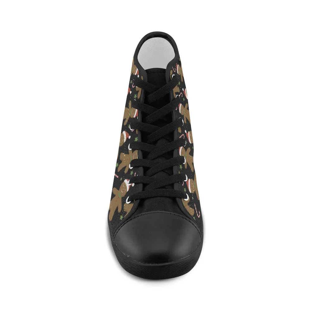 Kid's Candyman Christmas Print Canvas High Top Shoes (Black)