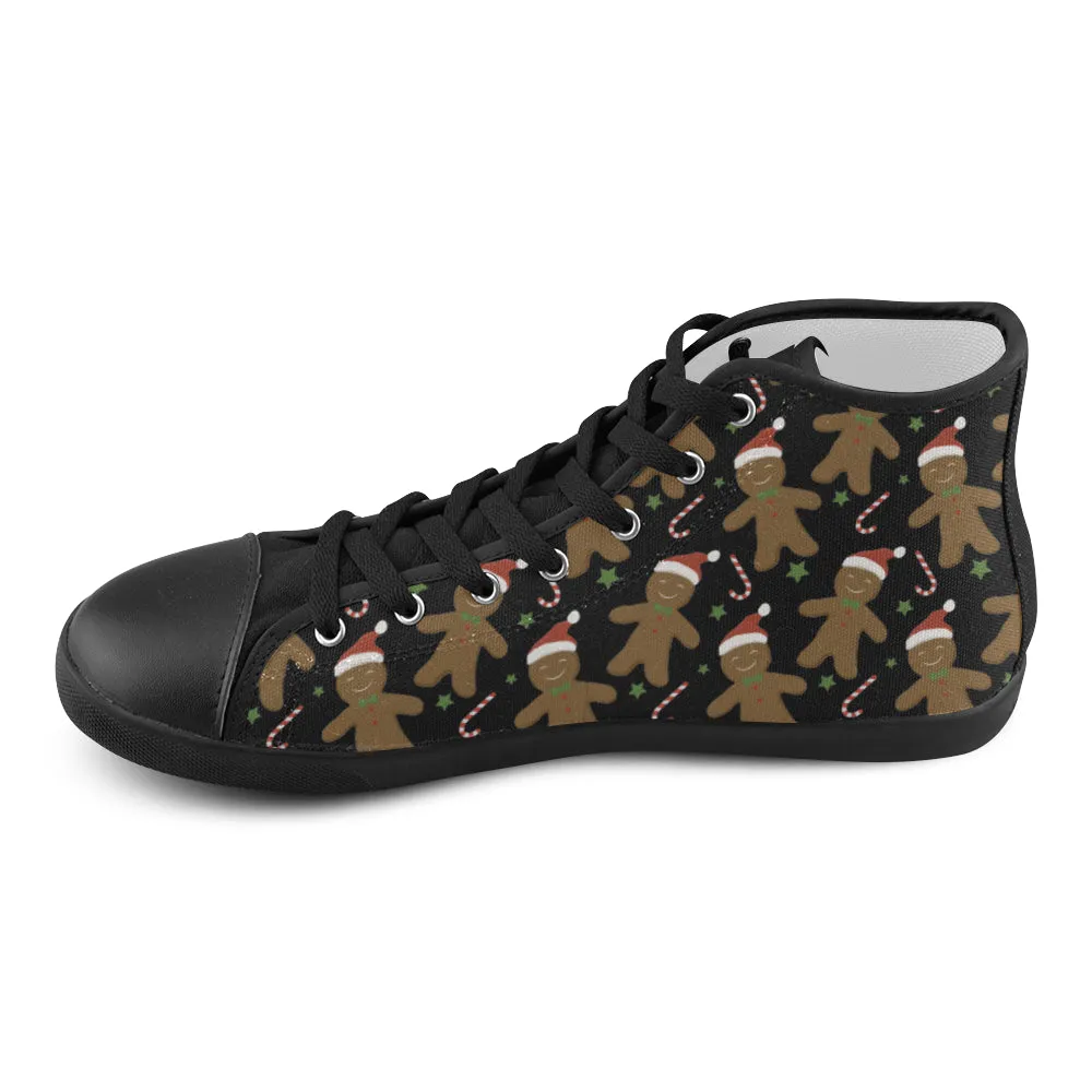 Kid's Candyman Christmas Print Canvas High Top Shoes (Black)