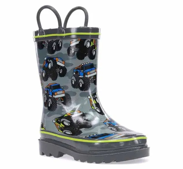 Kids Monster Truck Rain Boot - Charcoal