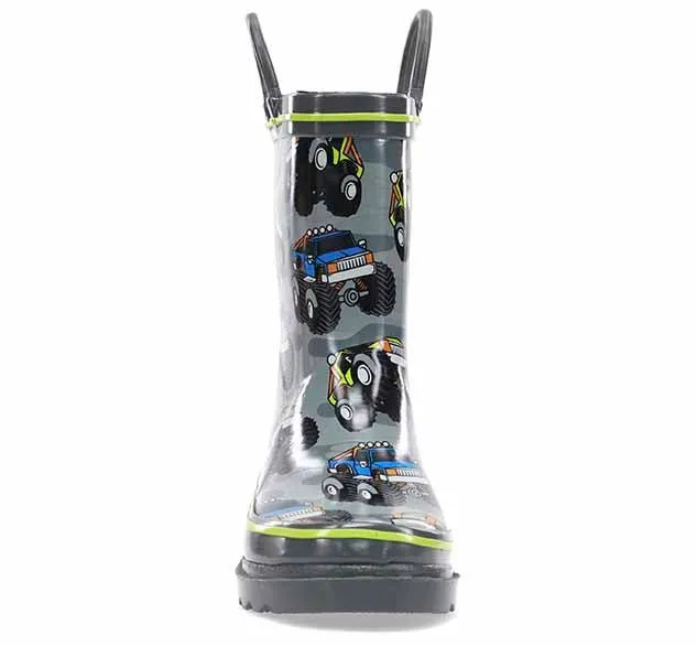 Kids Monster Truck Rain Boot - Charcoal