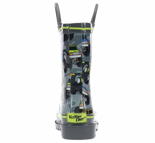 Kids Monster Truck Rain Boot - Charcoal