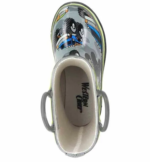 Kids Monster Truck Rain Boot - Charcoal