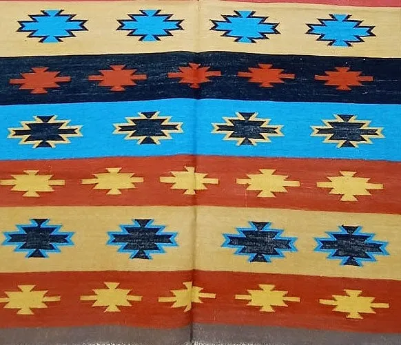 Kilim Wool Handwoven Cotton Dhurrie Durry Rug Jute Floor Covering Pattern 2