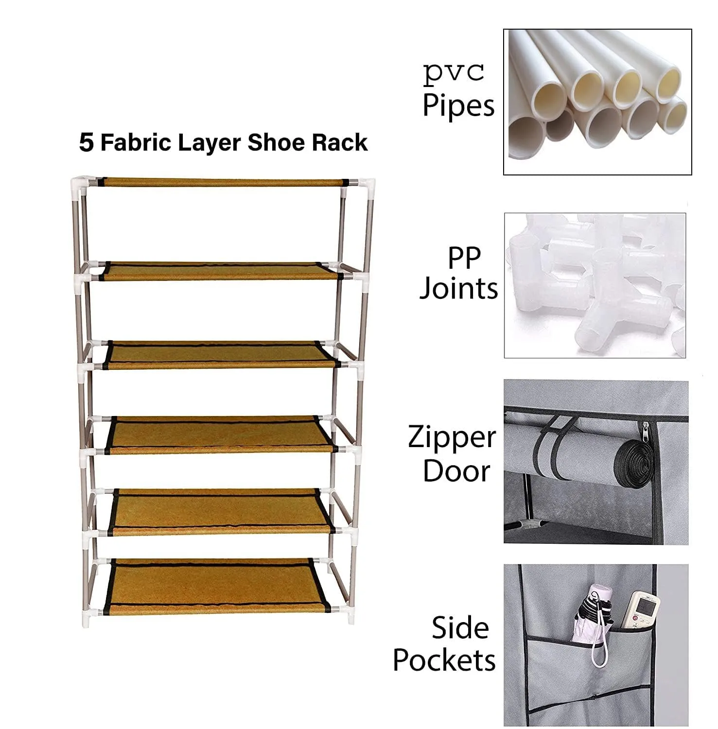 Kuber Industries Shoe Rack|Non-Woven 6 Shelves Shelf|Foldable Storage Rack Organizer for Shoe, Books-Pack of 4 (Maroon)