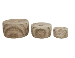 Large Hand-Woven Basket With Lid