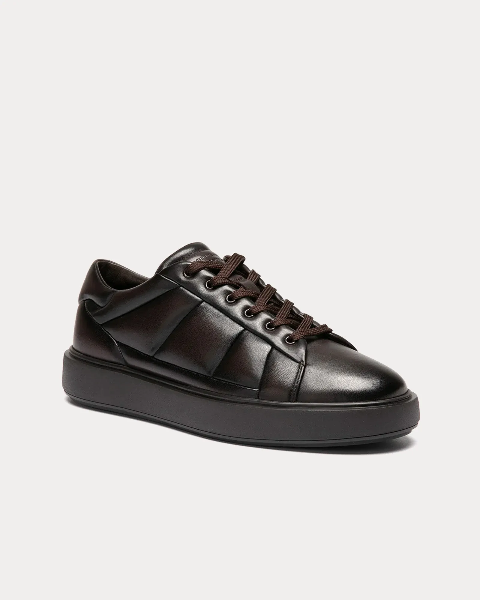 Leisure 001 Leather Coffee Bean Low Top Sneakers