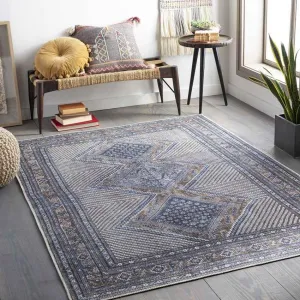 Limmen Traditional Blue Area Rug Carpet for Living Room Bedroom or Kitchen