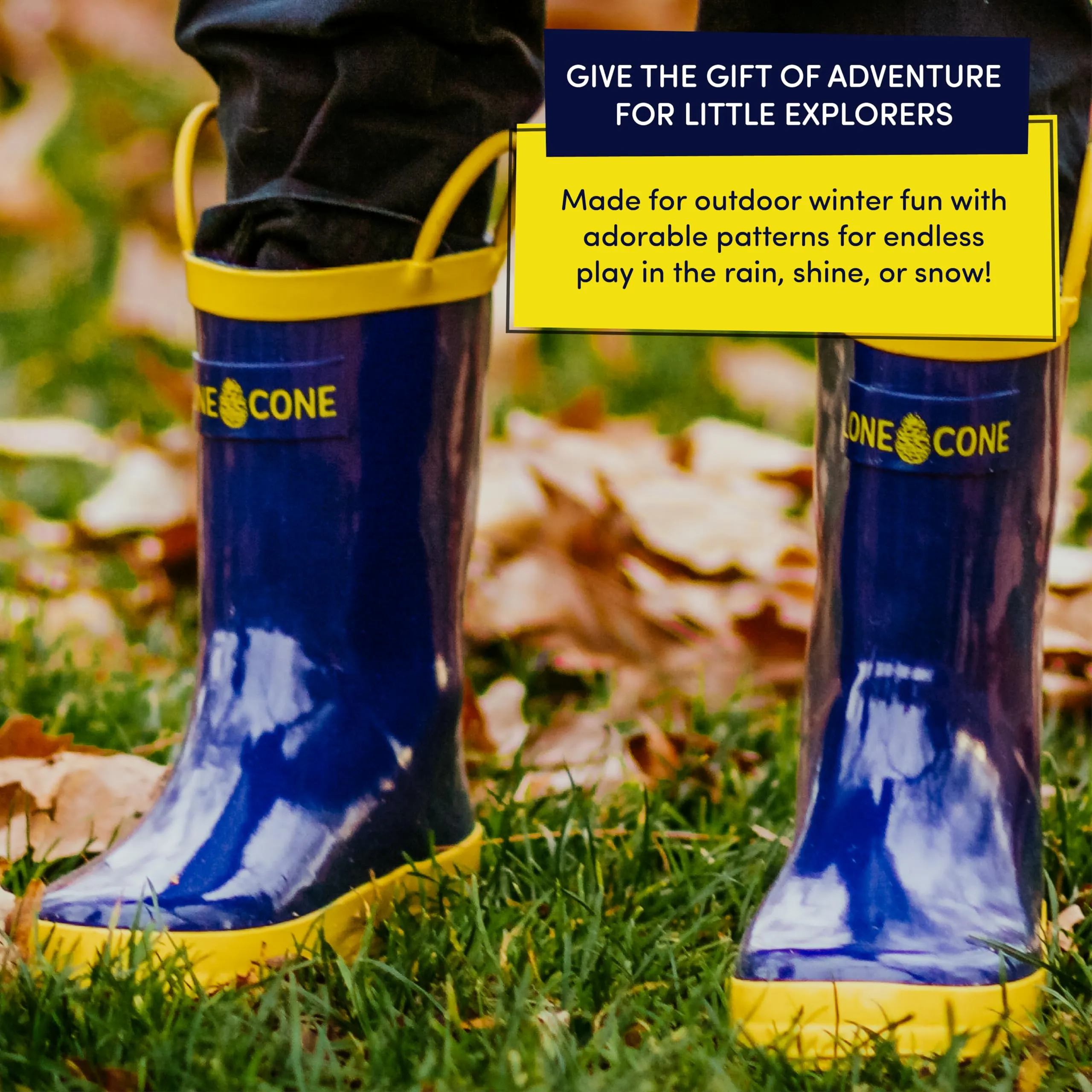 Lone Cone Rain Boots with Easy-On Handles for Toddlers and Kids, Navy Blue, Toddler 10