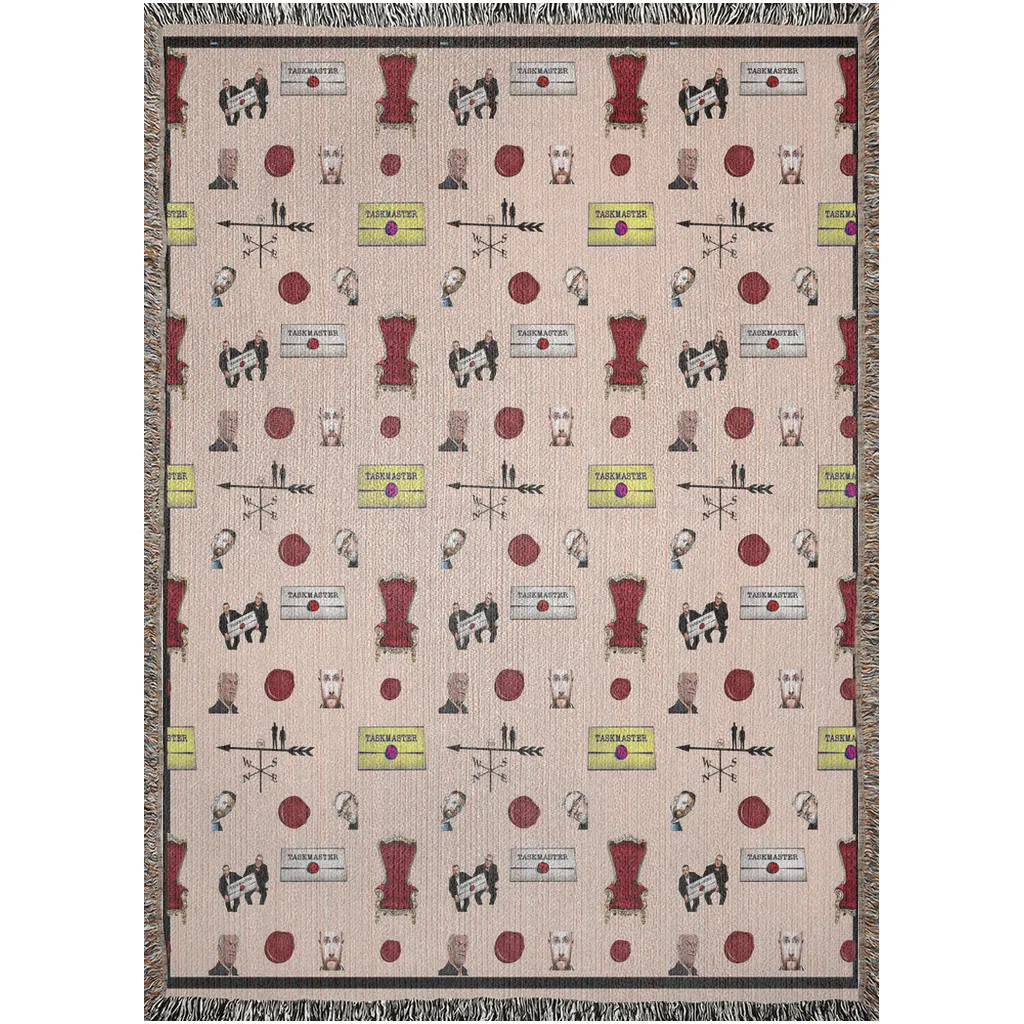 Luxurious Cotton Woven Tapestry Throw Blanket | Taskmaster | Famous Quotes Pattern