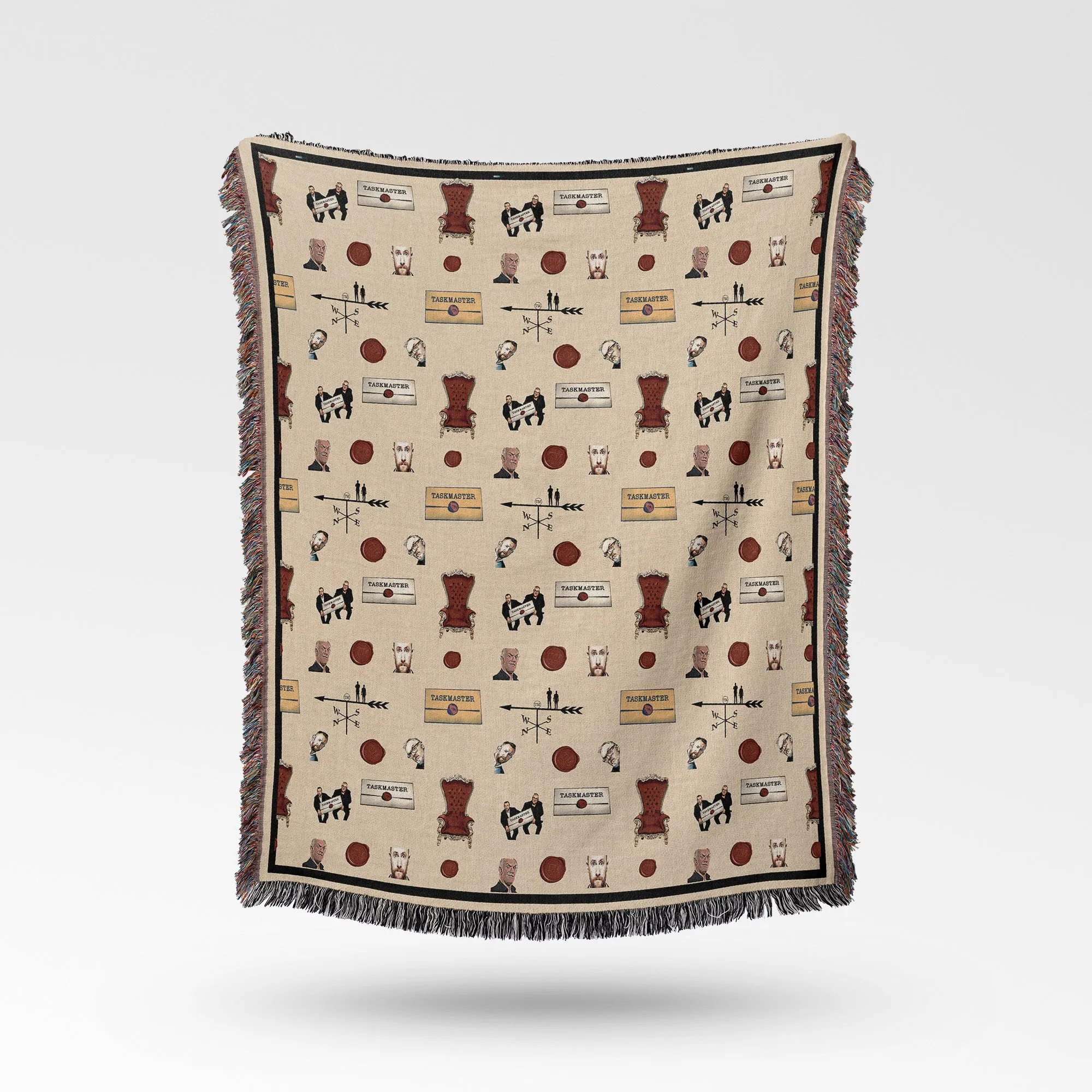 Luxurious Cotton Woven Tapestry Throw Blanket | Taskmaster | Famous Quotes Pattern