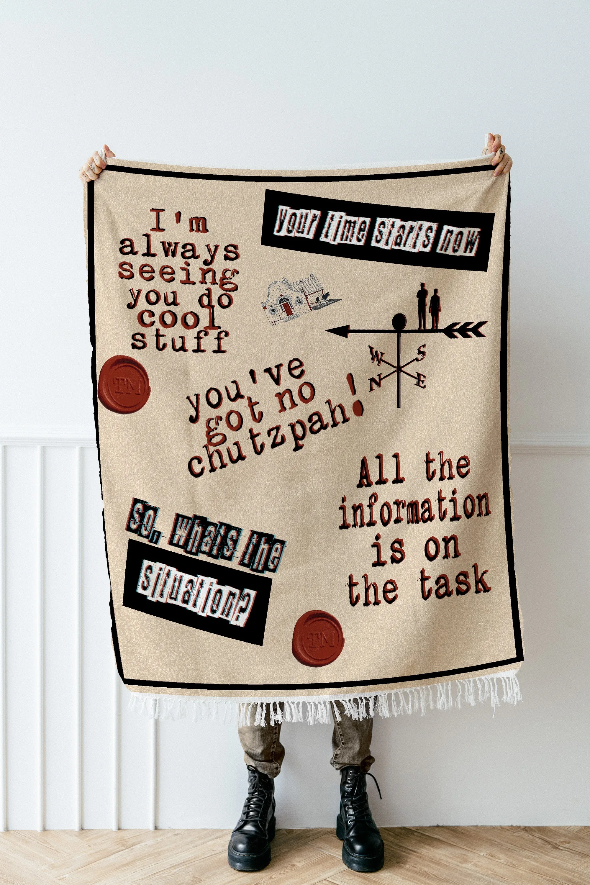 Luxurious Cotton Woven Tapestry Throw Blanket | Taskmaster | Famous Quotes