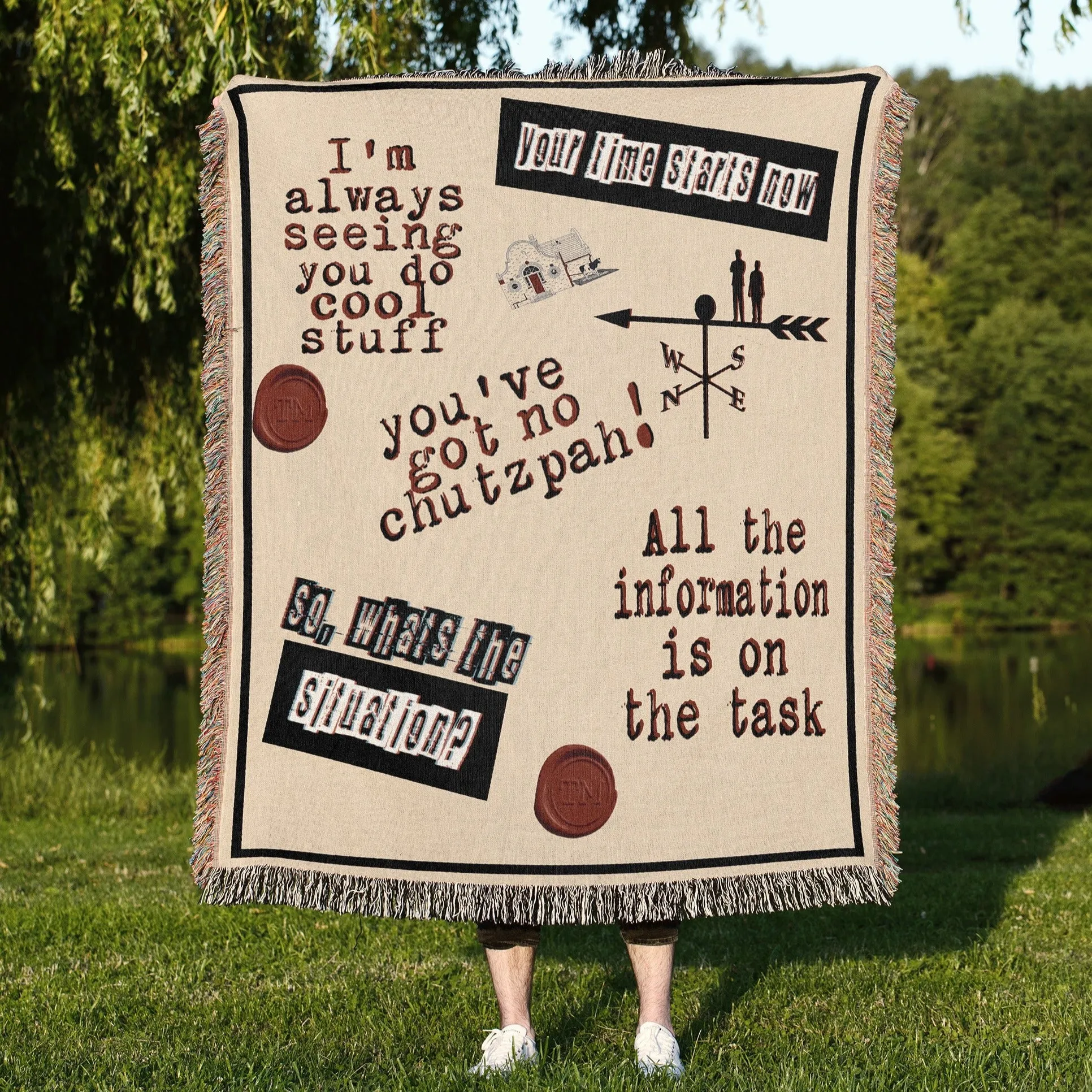 Luxurious Cotton Woven Tapestry Throw Blanket | Taskmaster | Famous Quotes