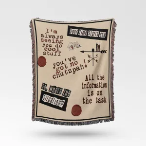 Luxurious Cotton Woven Tapestry Throw Blanket | Taskmaster | Famous Quotes