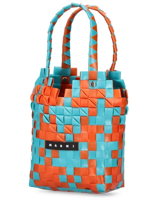 Marni Junior   Heart top check woven handbag w/ logo 