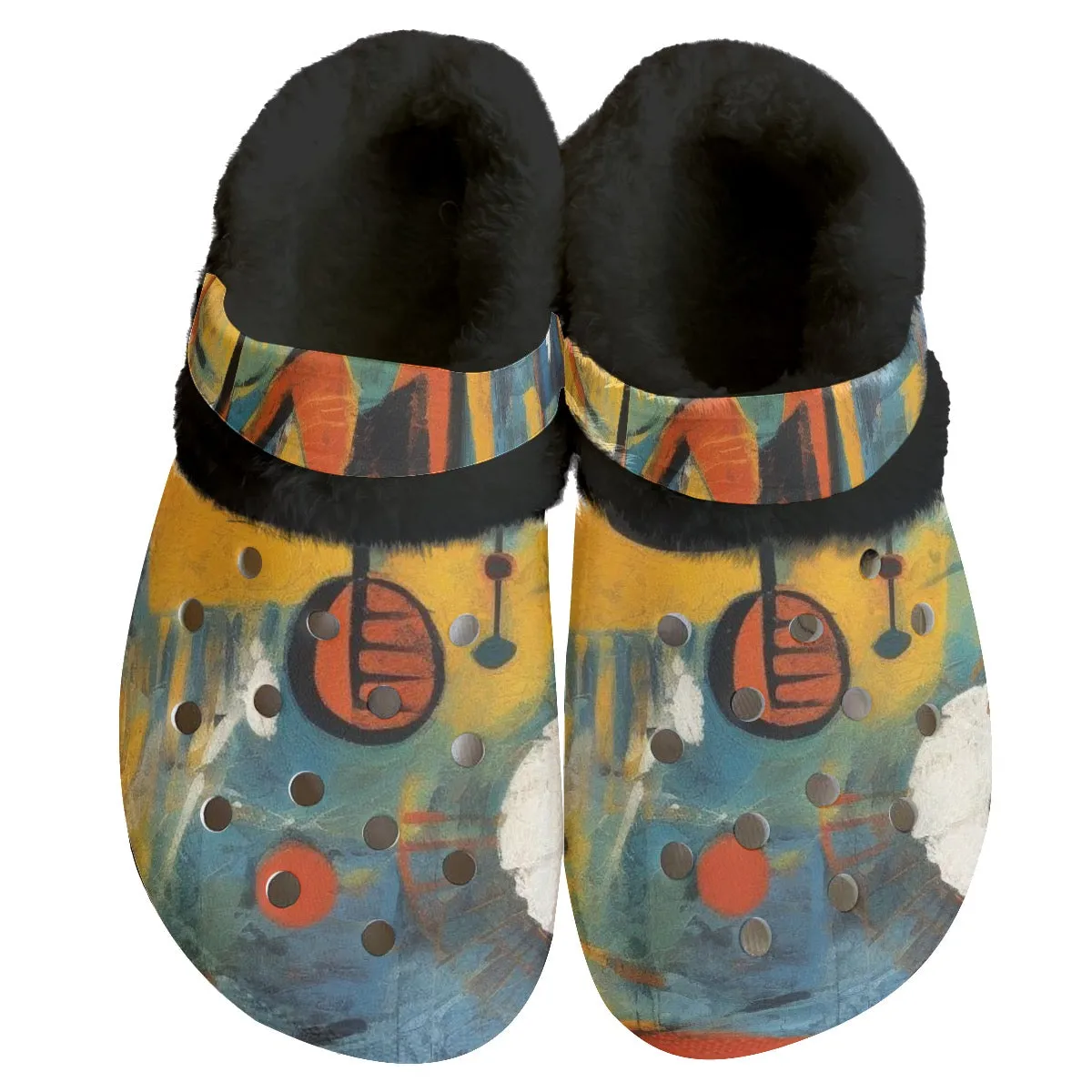 Mc#33 Men's Classic Clogs with Fleece, abstract, print