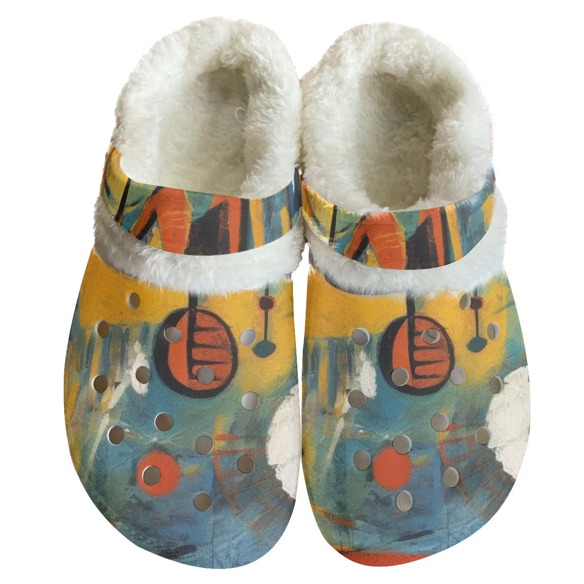 Mc#33 Men's Classic Clogs with Fleece, abstract, print