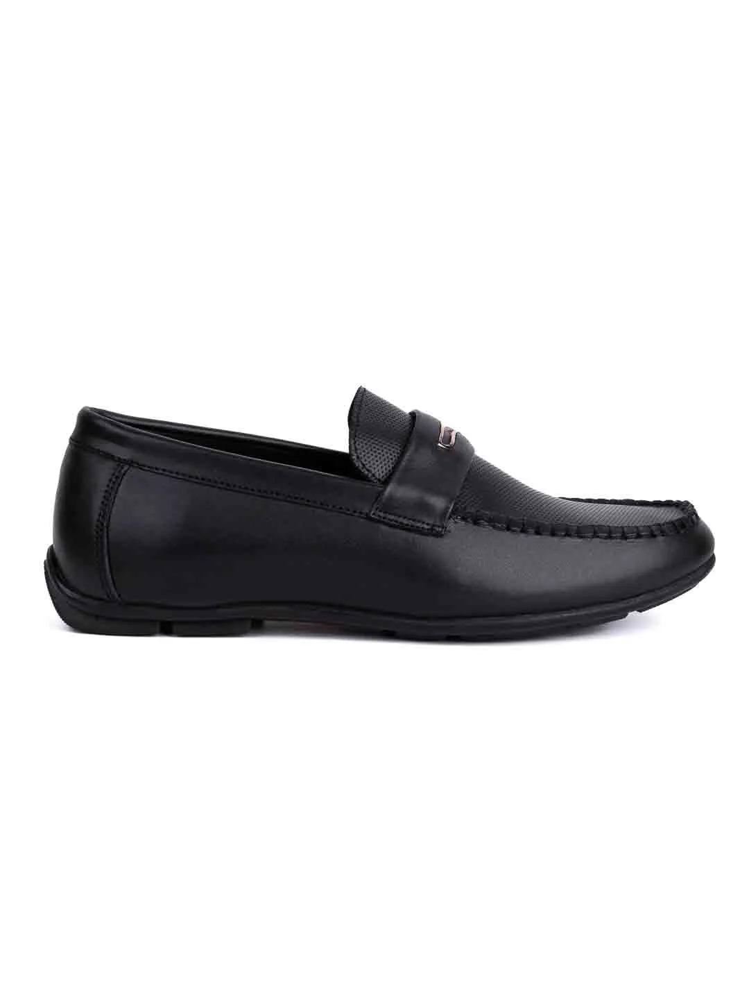 Men Black Perforated Driving Shoes