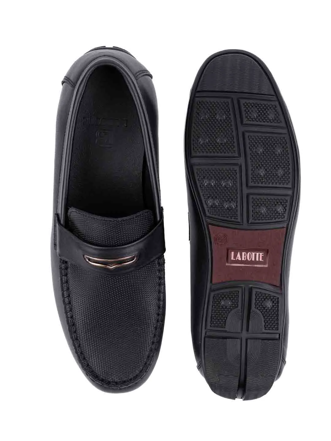 Men Black Perforated Driving Shoes