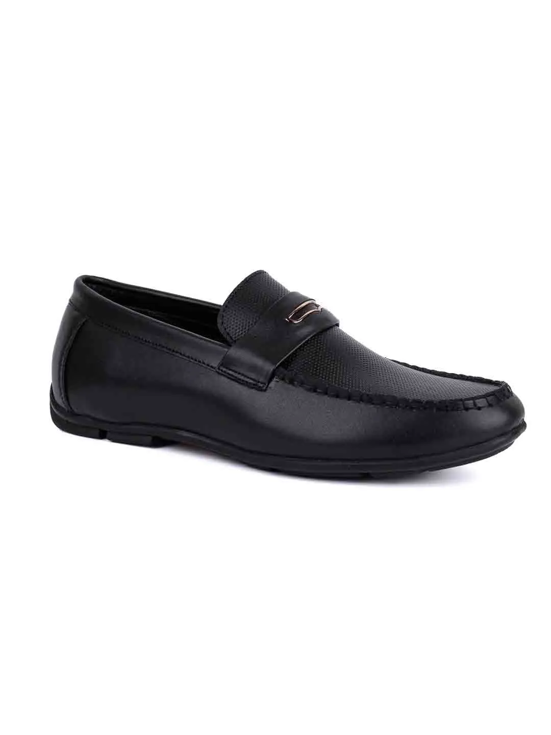 Men Black Perforated Driving Shoes