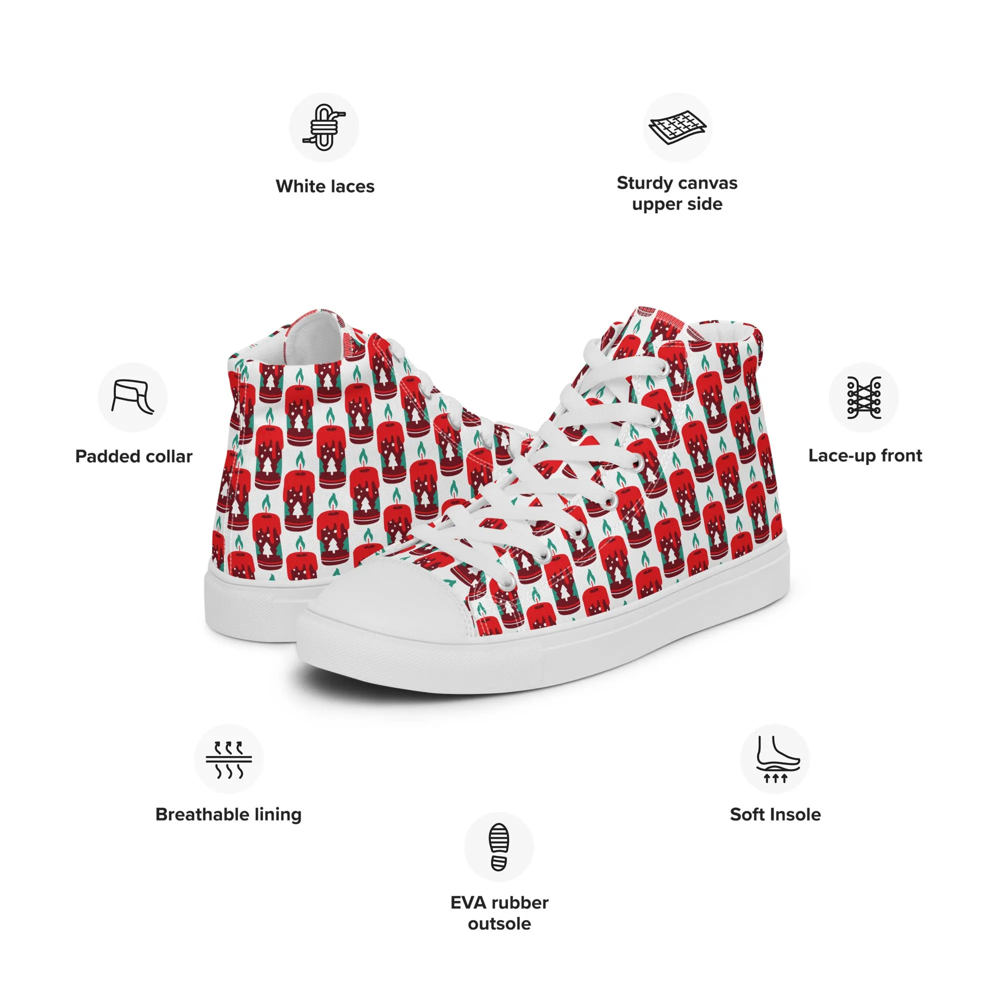 Men Christmas High Top Canvas Shoes (Glamourange Holiday Magic Canvas Shoes For Men - 0010)