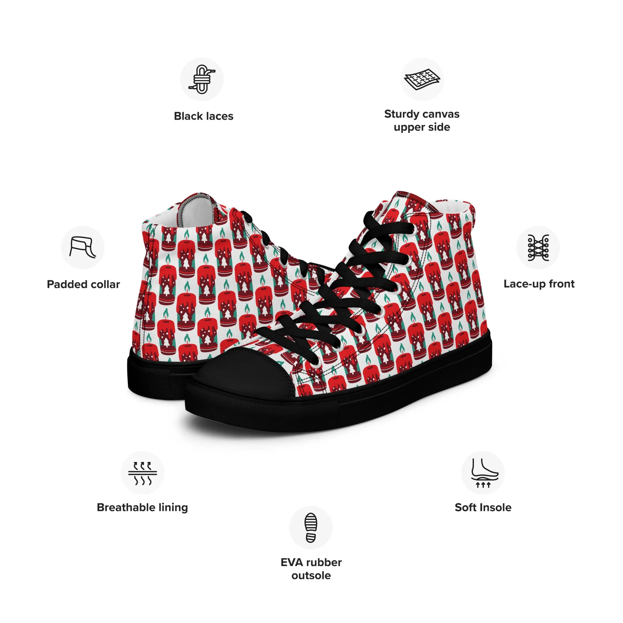 Men Christmas High Top Canvas Shoes (Glamourange Holiday Magic Canvas Shoes For Men - 0010)