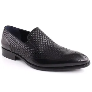 Mens “GLENN” Perforated Wing Tip Embossed Woven Design Loafer Shoes