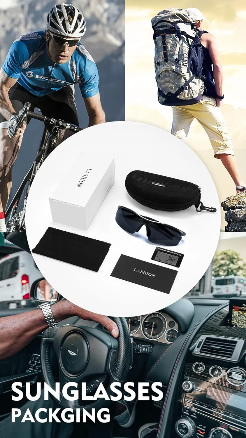 Men's Polarized Sunglasses: Advanced UV Protection, Ultralight Al-Mg Frame for Cycling, Golfing & Driving