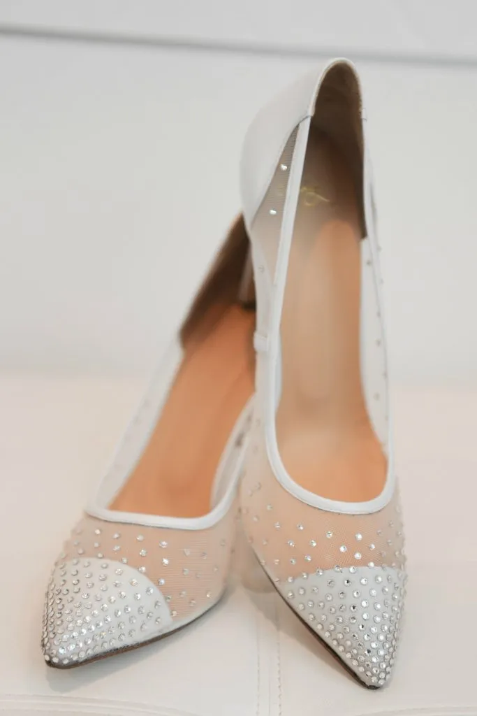 MISHEY Shoes Designer White BRIDAL Swarovski Crystal Pumps High Heels