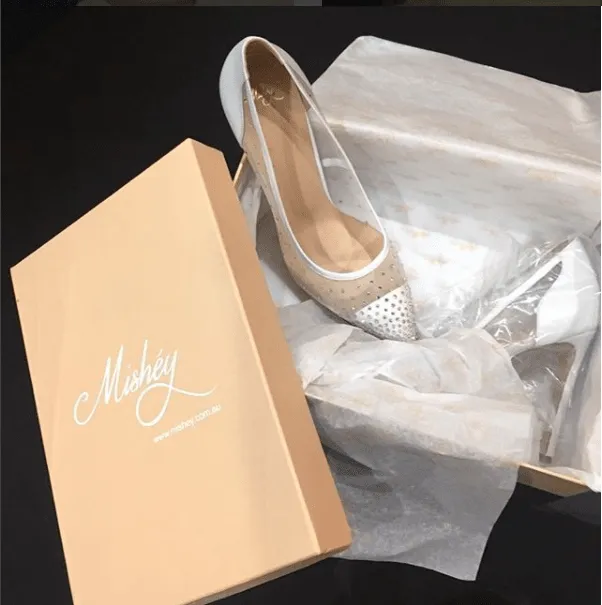 MISHEY Shoes Designer White BRIDAL Swarovski Crystal Pumps High Heels