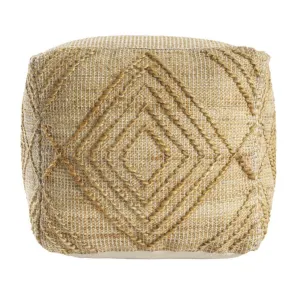 Natural Diamond Geometric Hand-Woven  Pouf