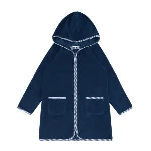 Navy French Terry Hooded Zipper Coverup