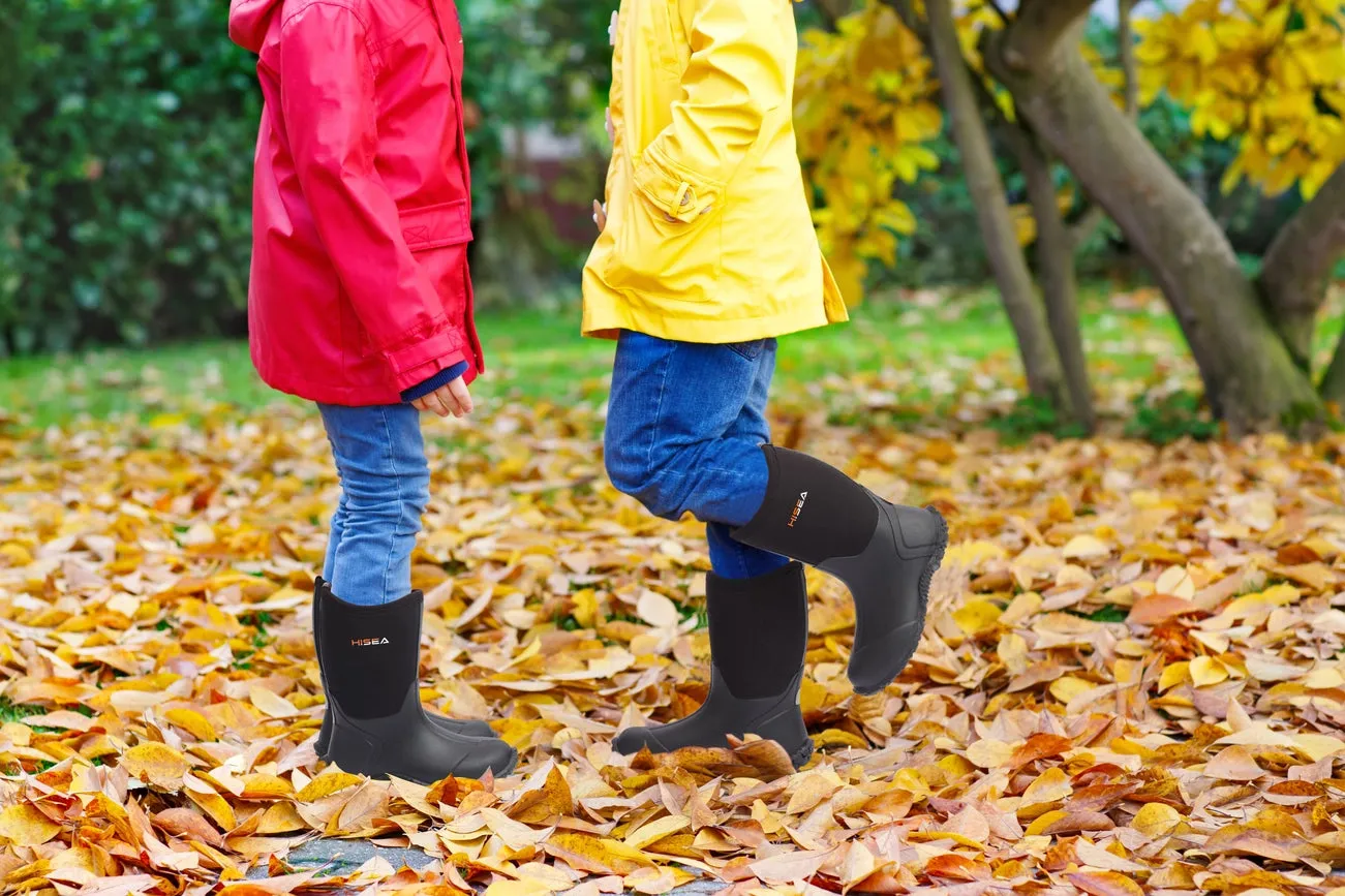 Neoprene Rubber Rain Boots: Black