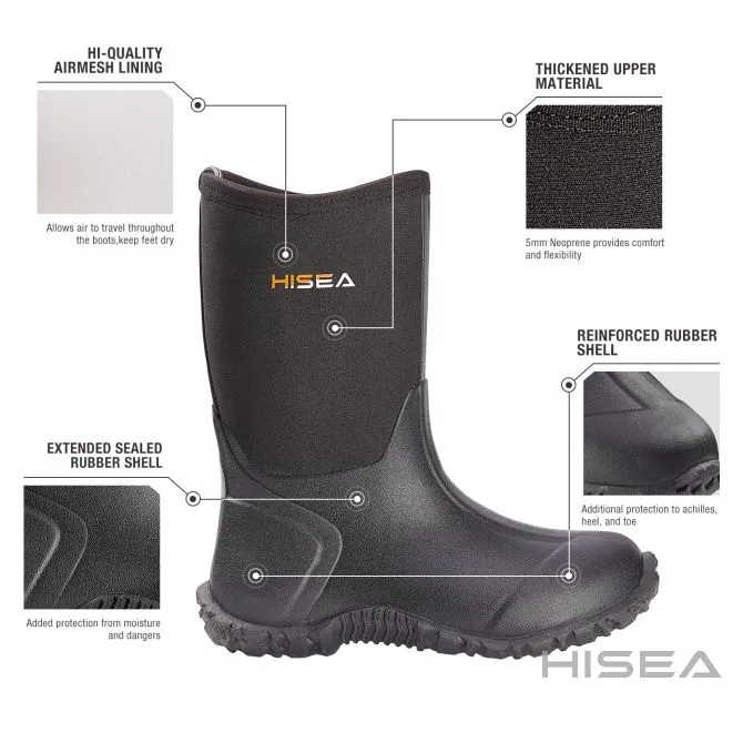 Neoprene Rubber Rain Boots: Camo