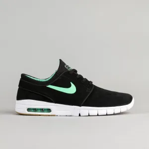 Nike SB Stefan Janoski Max Suede Shoes - Black / Green Glow - White - Gum Light Brown