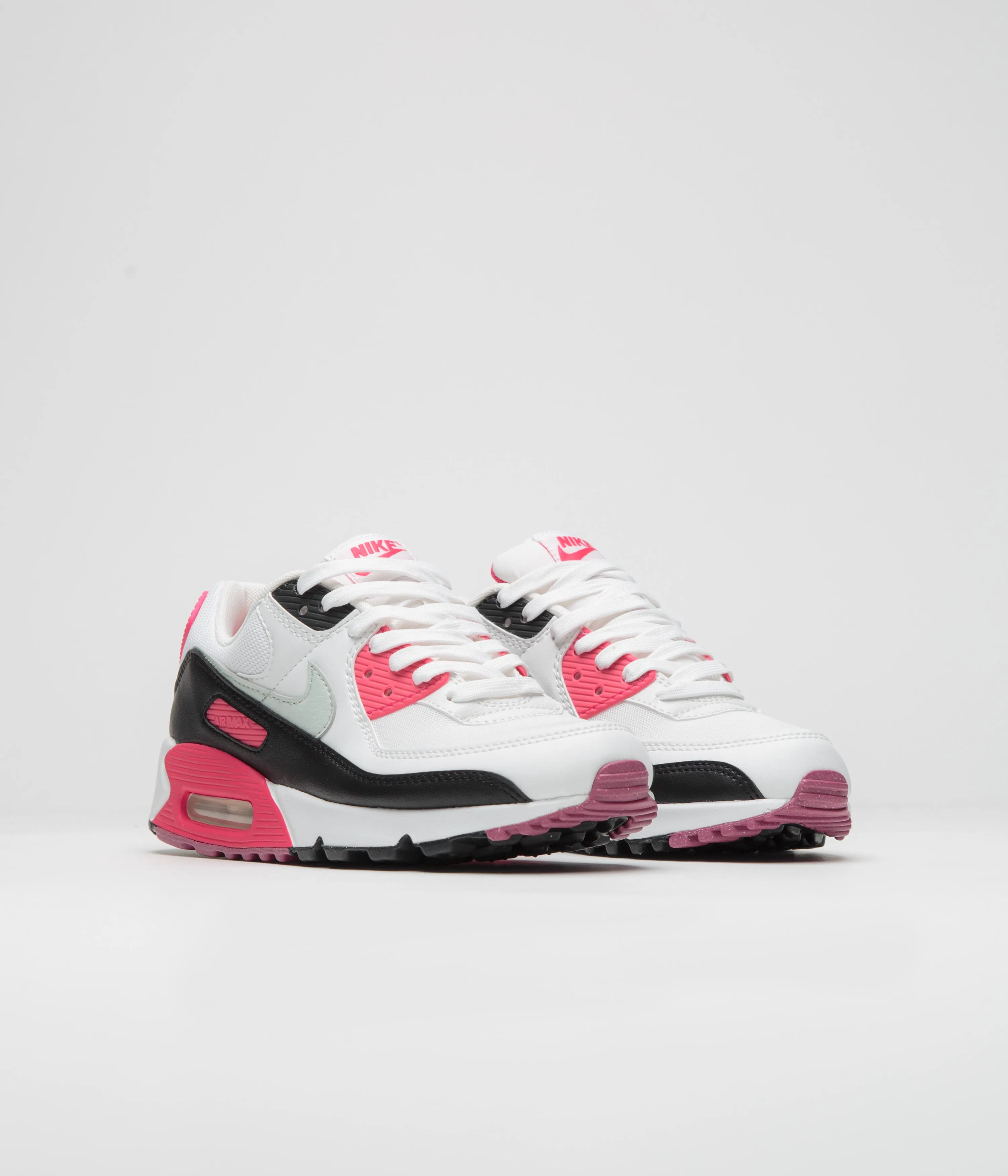 Nike Womens Air Max 90 Shoes - White / Light Silver - Aster Pink - Black