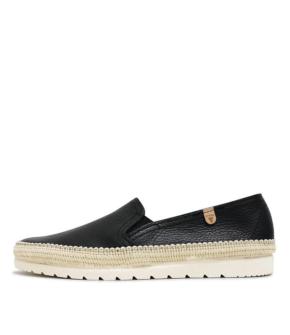Nuria Black Leather Espadrilles