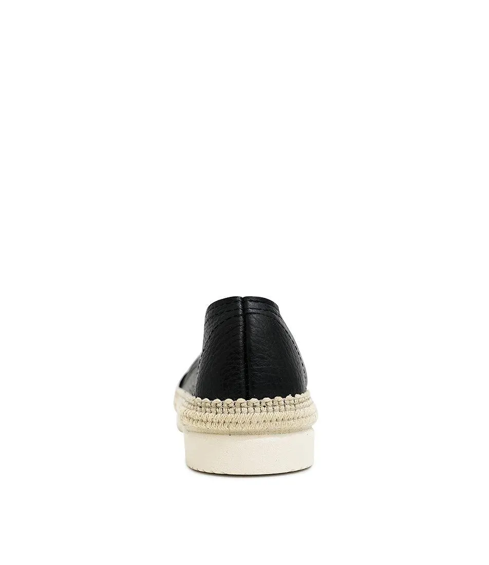 Nuria Black Leather Espadrilles