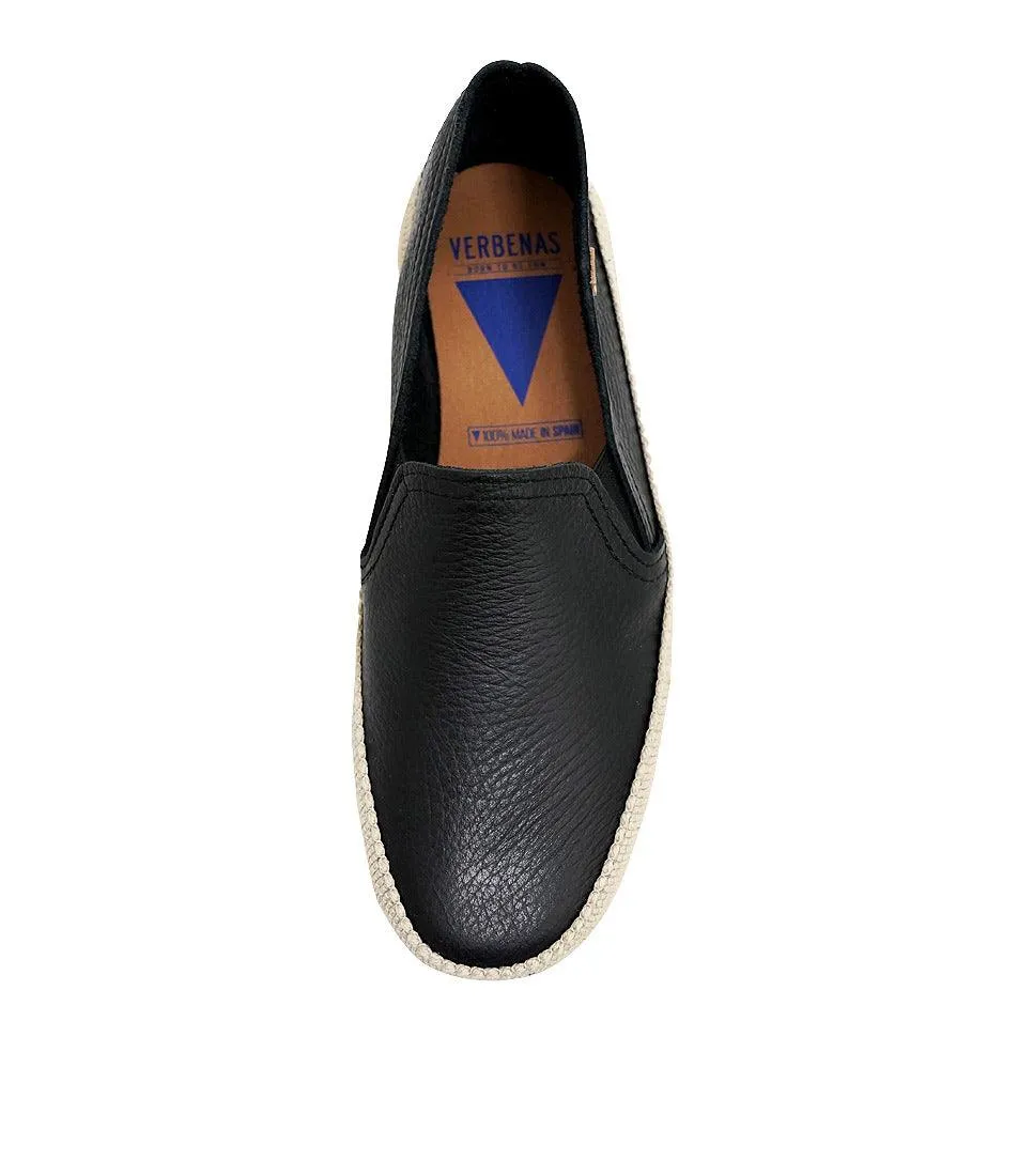 Nuria Black Leather Espadrilles