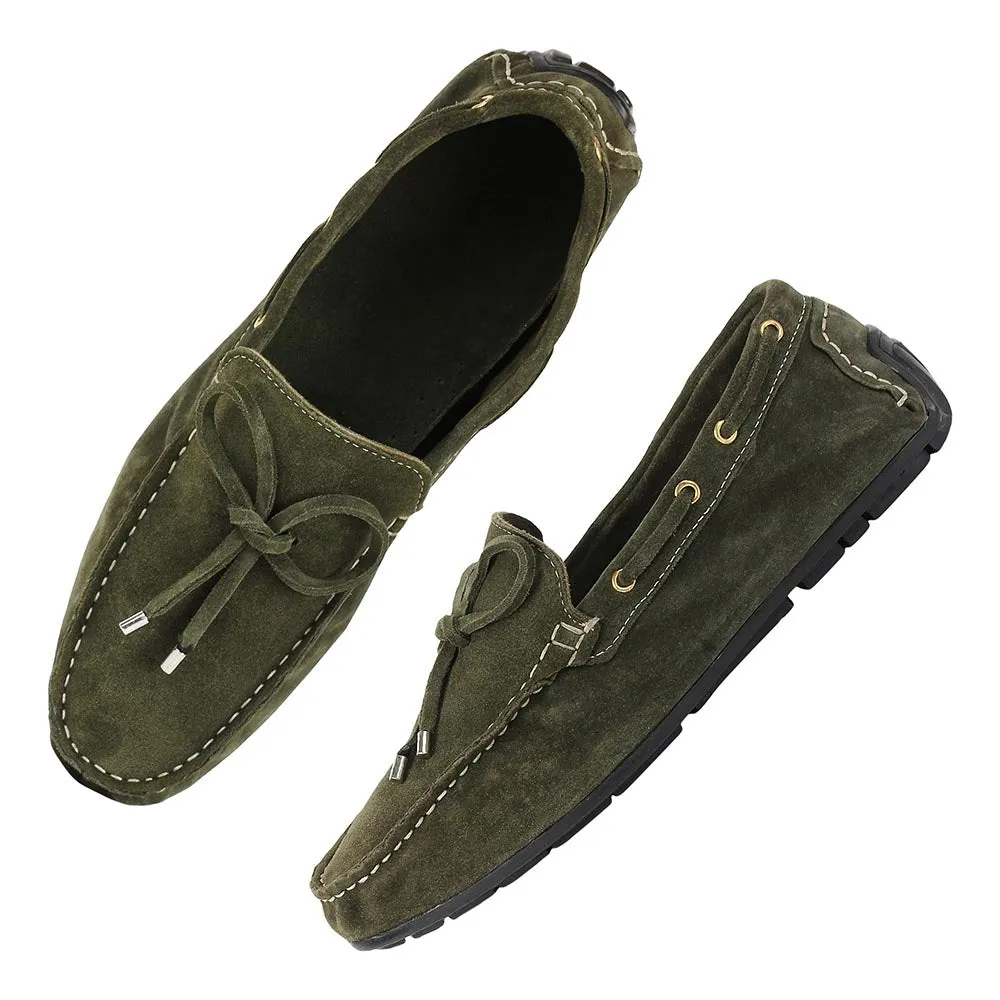 Olive Green Unlined Supersoft Driving Loafers