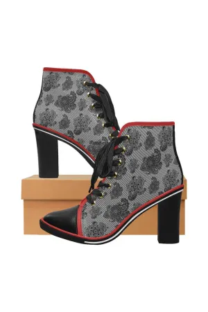 Paisley Power Women's Lace Up Chunky Heel Ankle Booties