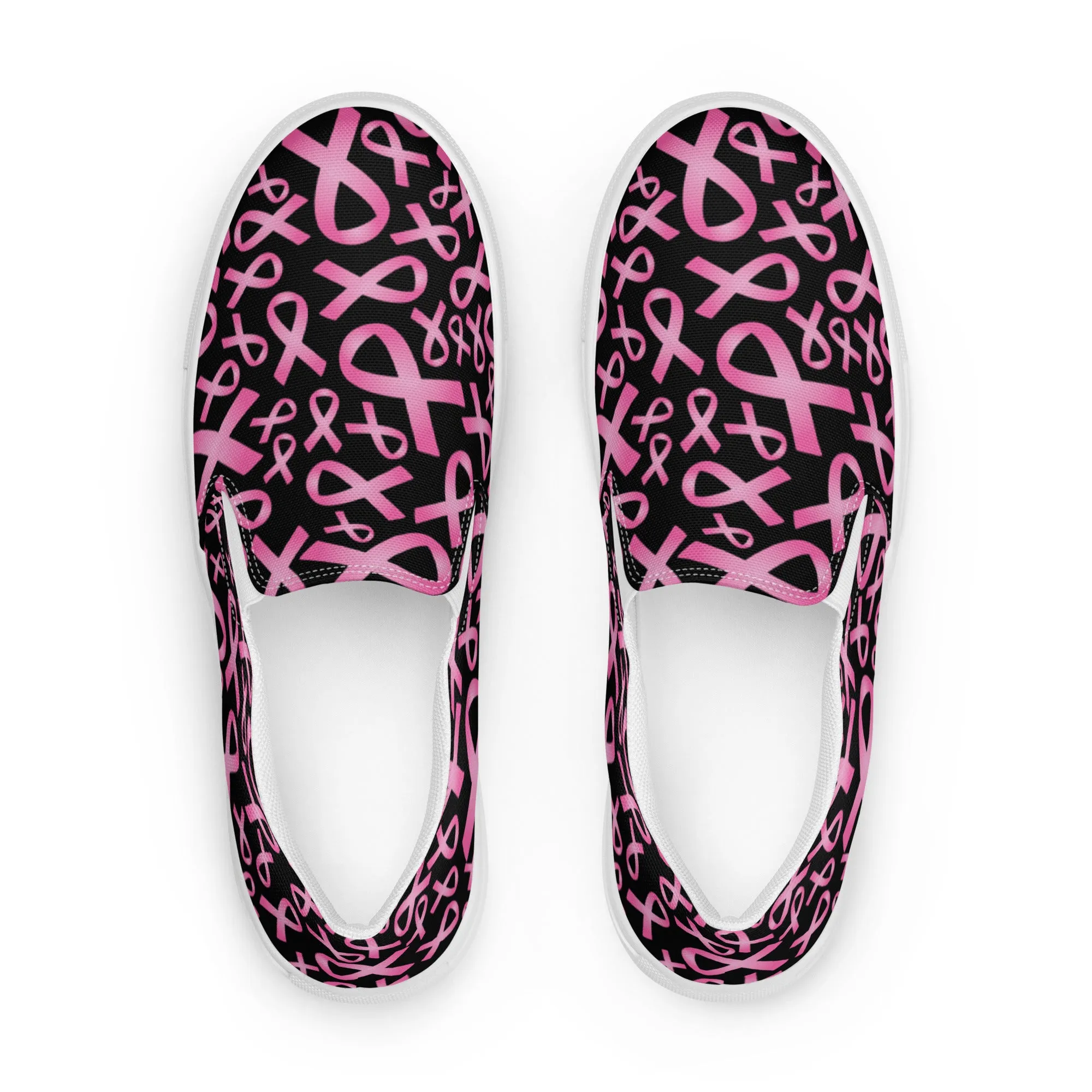 Pink Ribbons Slip On Canvas Shoes