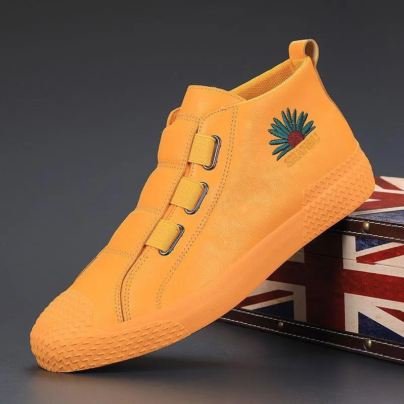 Printed Men's Leather Casual Driving Shoes