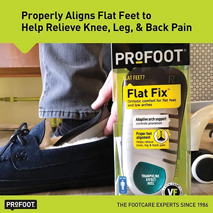 PROFOOT, Flat Fix Orthotic, 1 Pair, Orthotic Insoles for Flat Feet and Low Arches, Inserts Help Support Arch and Heel, Lightweight, Absorbs Shock to Help Reduce Foot, Leg, Hip, Back Pain
