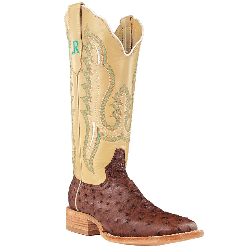R. Watson Women's Kanga Tabaco Full Quill Ostrich Exotic Western Boots RWL4301