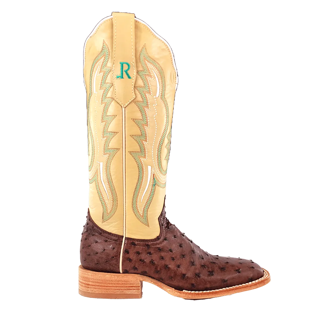 R. Watson Women's Kanga Tabaco Full Quill Ostrich Exotic Western Boots RWL4301