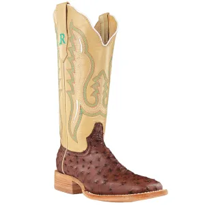 R. Watson Women's Kanga Tabaco Full Quill Ostrich Exotic Western Boots RWL4301