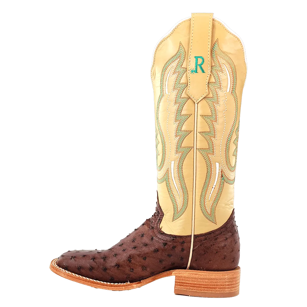 R. Watson Women's Kanga Tabaco Full Quill Ostrich Exotic Western Boots RWL4301