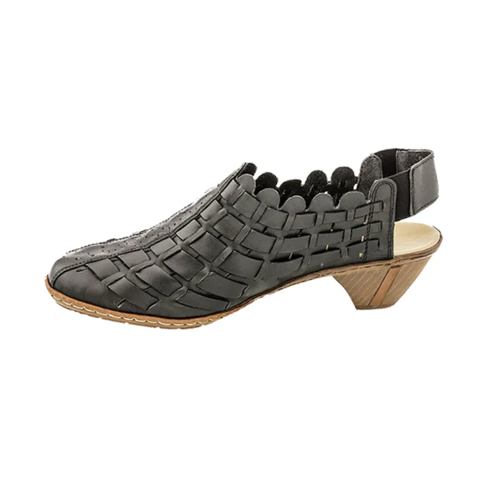 RIEKER WEAVE SLINGBACK HEEL BLACK - WOMENS
